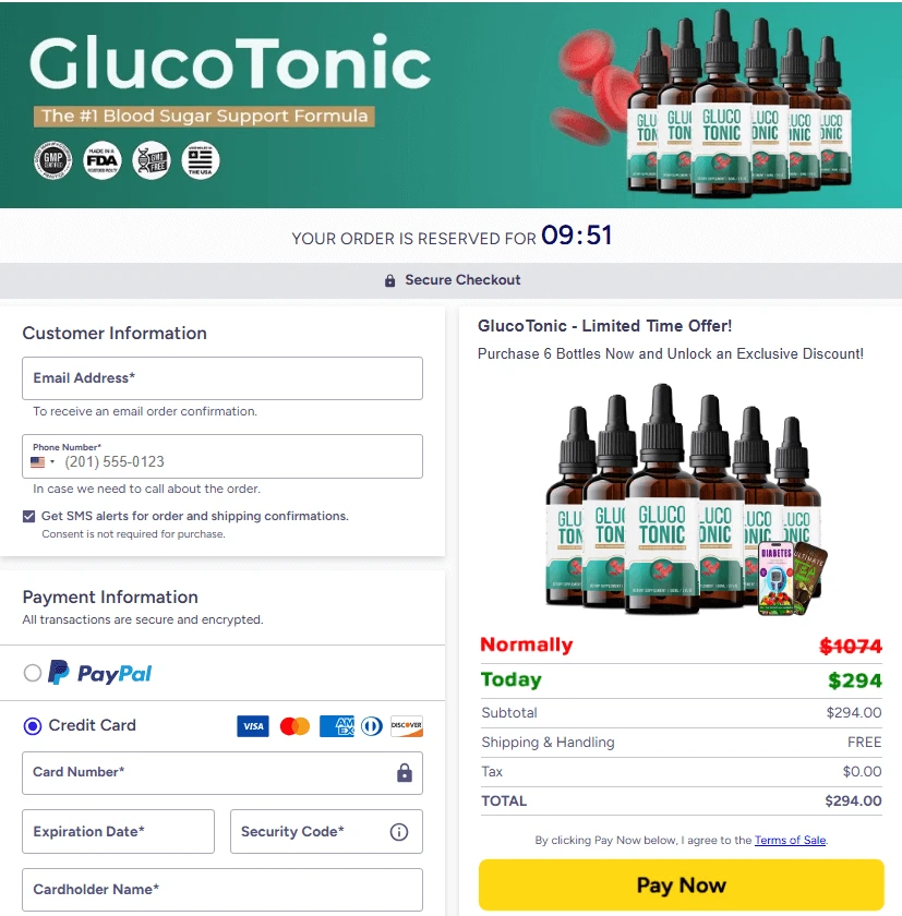 GlucoTonic check out page